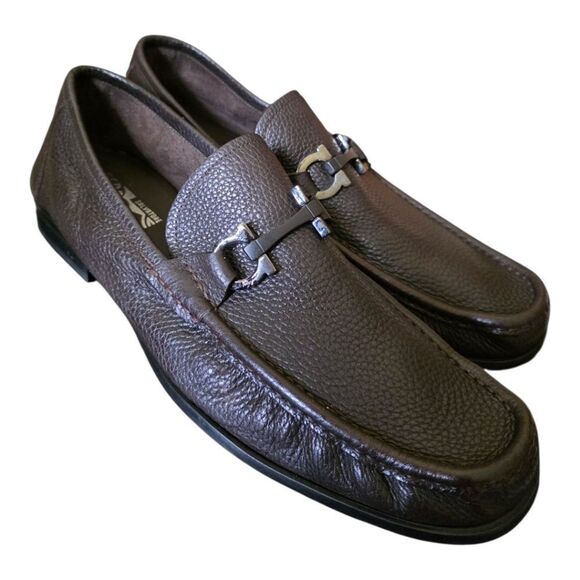 SALVATORE FERRAGAMO Grandioso Gancini Bit Leather Moccasin - Size 12 - Picture 1 of 8
